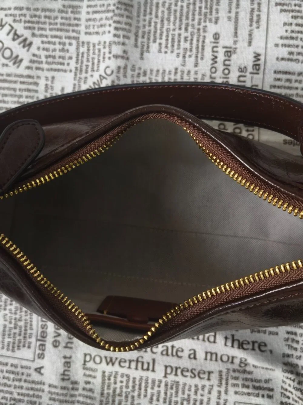 Coach chocolate brown wax leather hobo armpit bag